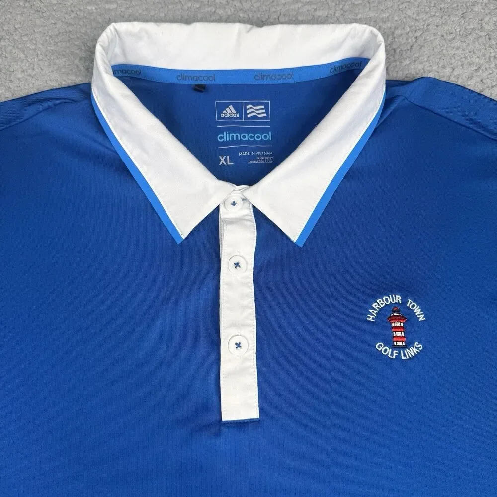 Harbour Town Golf Links Polo Shirt Mens XL Blue Adidas Climacool Performance‎